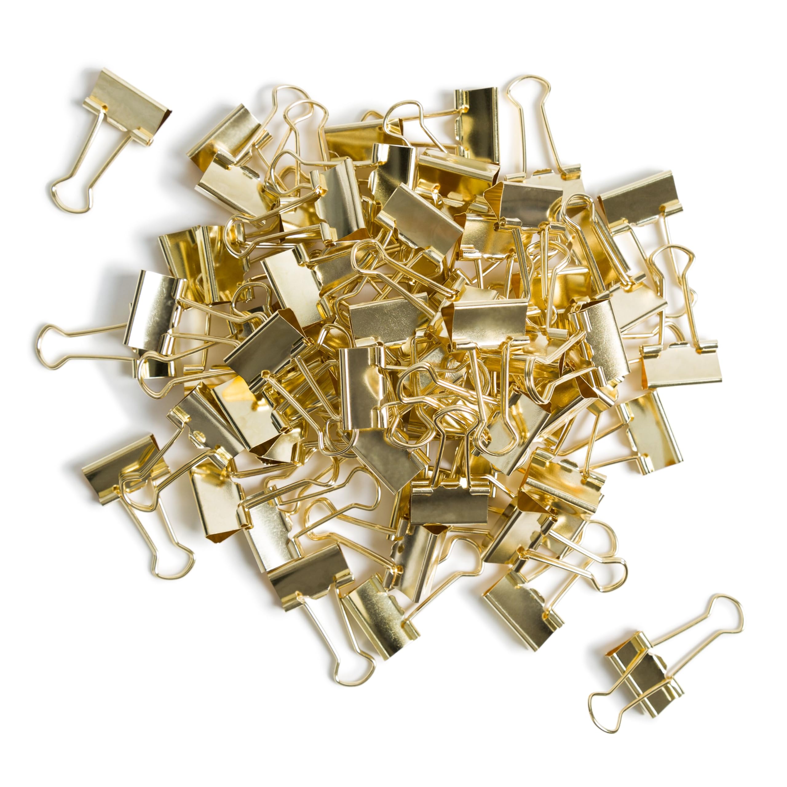U Brands Small Binder Clips, Metallic Gold, Office Organization Supplies, 19mm, 72 Count