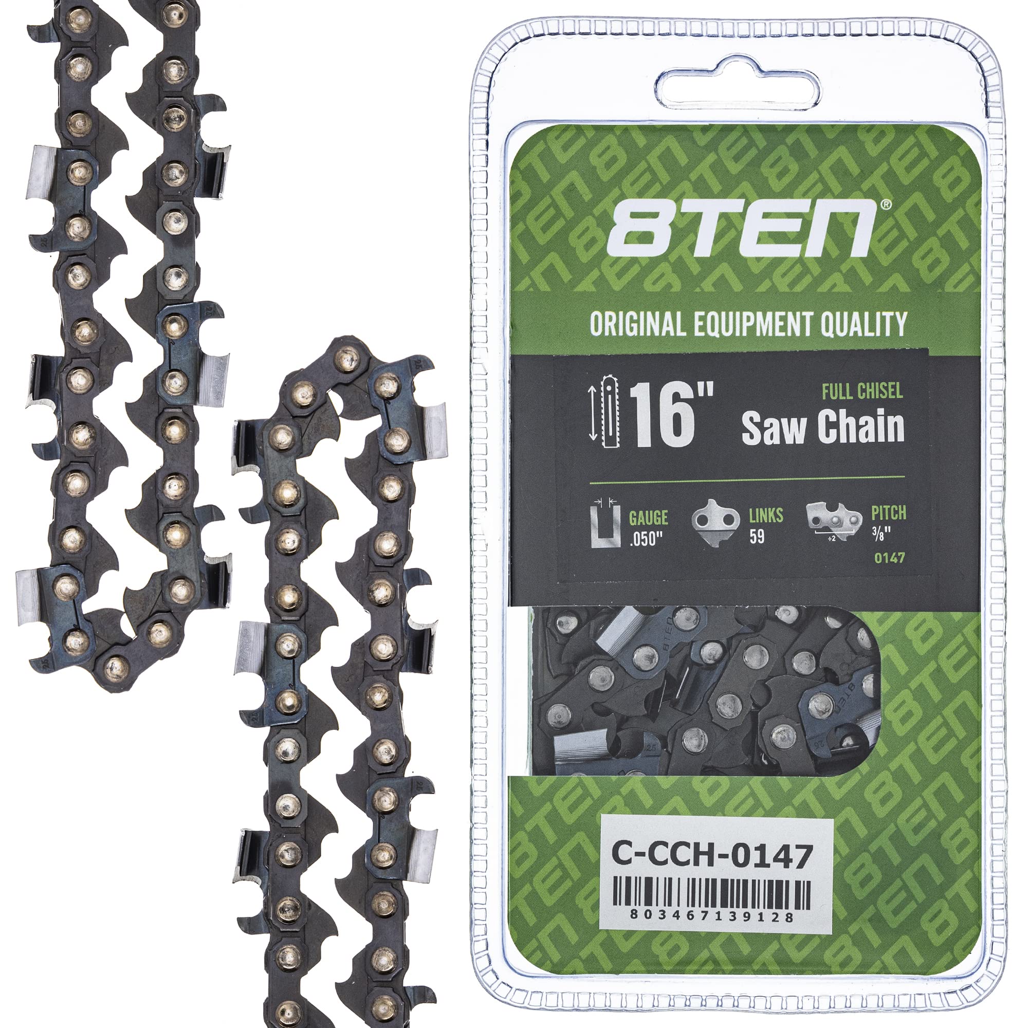 Amazon.com: 8TEN Full Chisel Chainsaw Chain 16 Inch .050 3/8 59DL