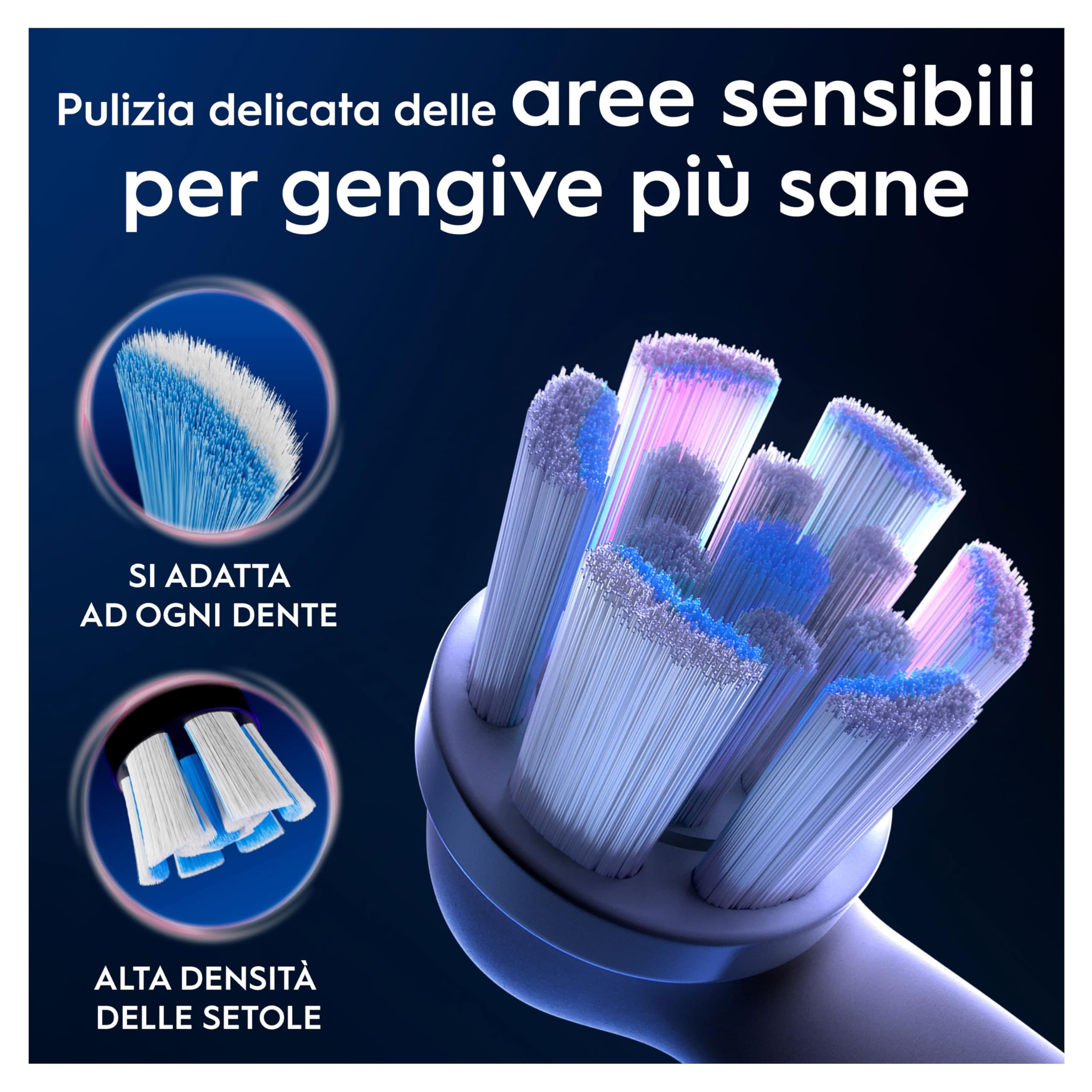 Oral-B Testine di Ricambio iO Gentle Care Bianche per Spazzolino Elettrico Oral B, 6 Testine Rotonde Autentiche per Gengive Sensibili, Setole angolate per rimuovere la placca