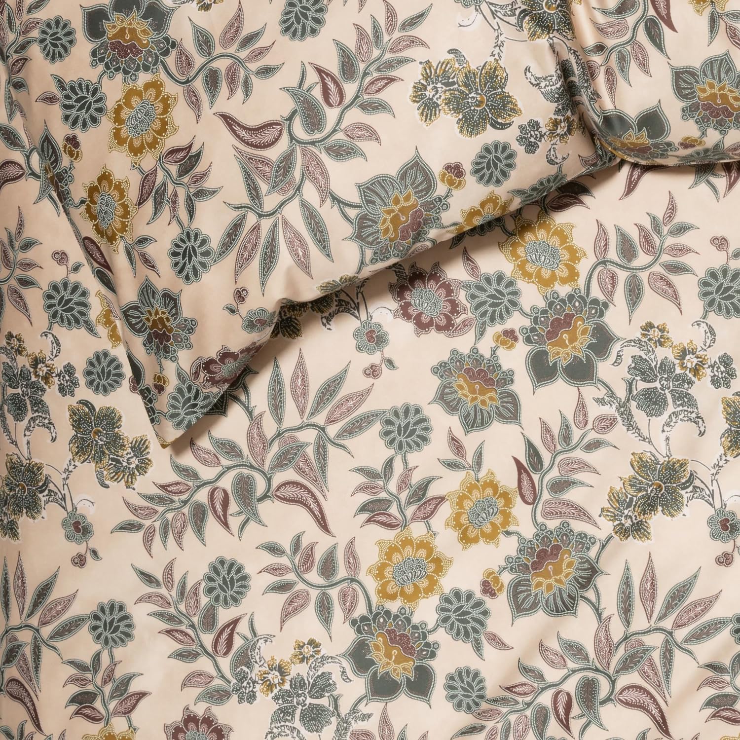Bassetti Bettwäsche 135x200 cm, Mako Satin, 100% mercerisierte Baumwolle, Varigotti V1, grün, edel glänzend, atmungsaktiv, Reißverschluss