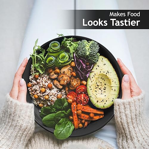 Miniatura 5 de MIAMIO  Juego de 6 platos y platos de cena de cerámica  Colección Le Papillon (10 pulgadas, negro)