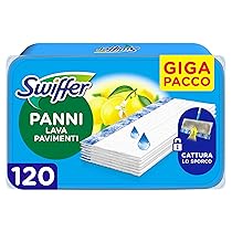 Swiffer Wet Lavapavimenti, 120 Panni Umidi, Limone, Maxi Formato, Lava Pavimenti, Pulizia Igienica Profonda, Rimuove Sporco e Batteri, per Tutti I Tipi di Pavimenti
