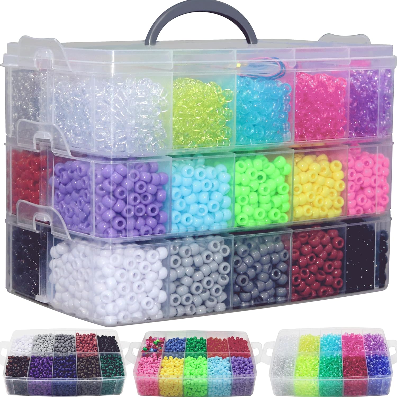 LIS HEGENSA Pony Beads Bulk,Kandi Beads for Necklace Jewelry Making Hair Braiding,Bracelets Making Kits,Hair Bead,Bracelet Beads,Plastic Beads for Crafts Braids Girls (30 Color,11000PCS)