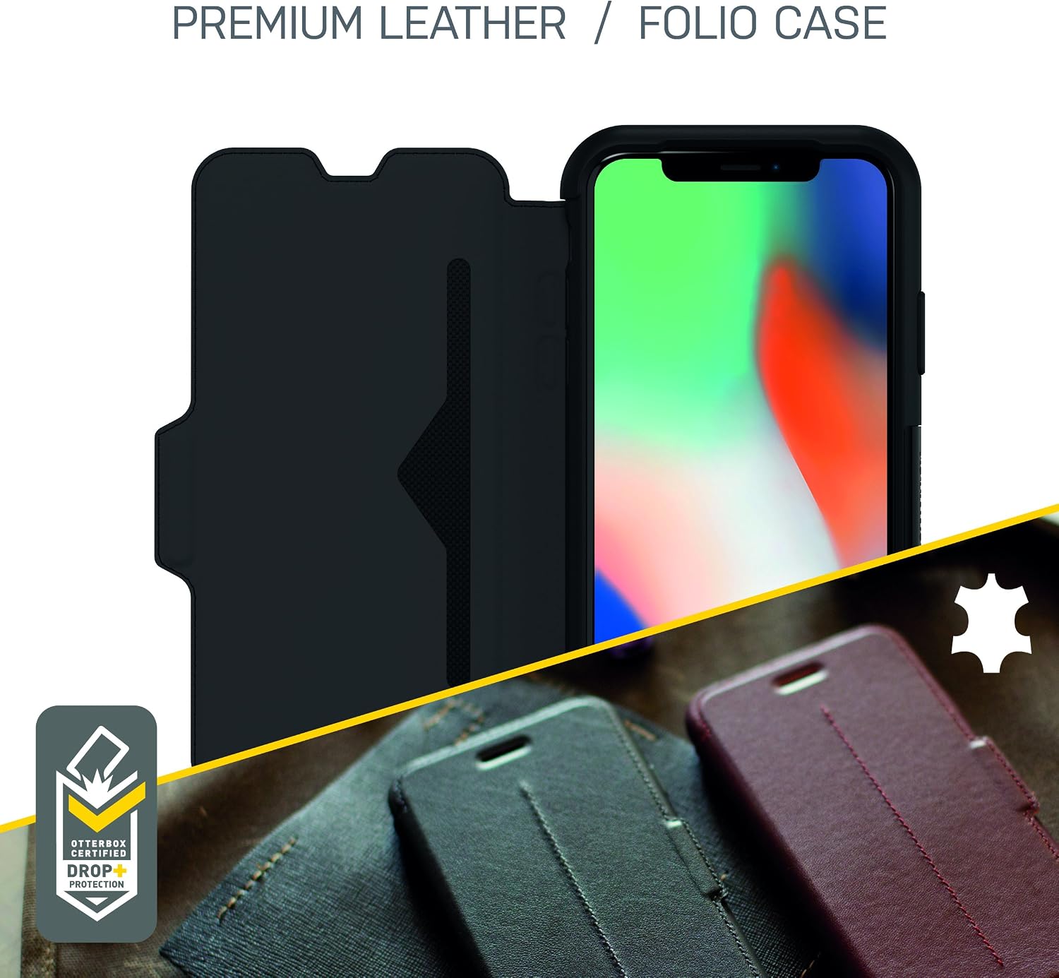 OtterBox STRADA SERIES Case for iPhone Xs & iPhone X - Retail Packaging - SOFT OPAL (PALE BEIGE/PALE BEIGE LEATHER)