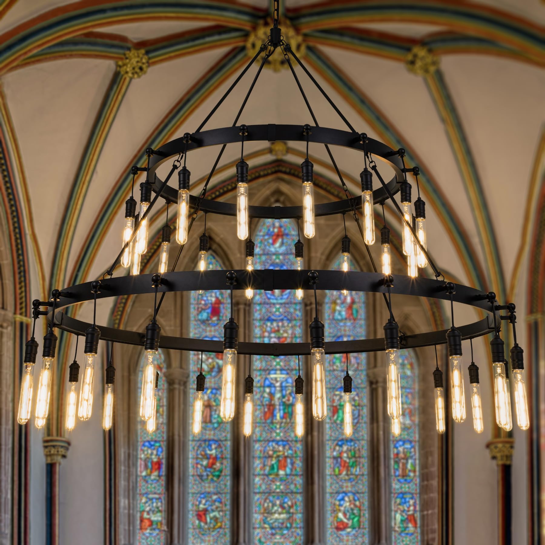 TOCHIC Black Chandelier Light Fixture, 60