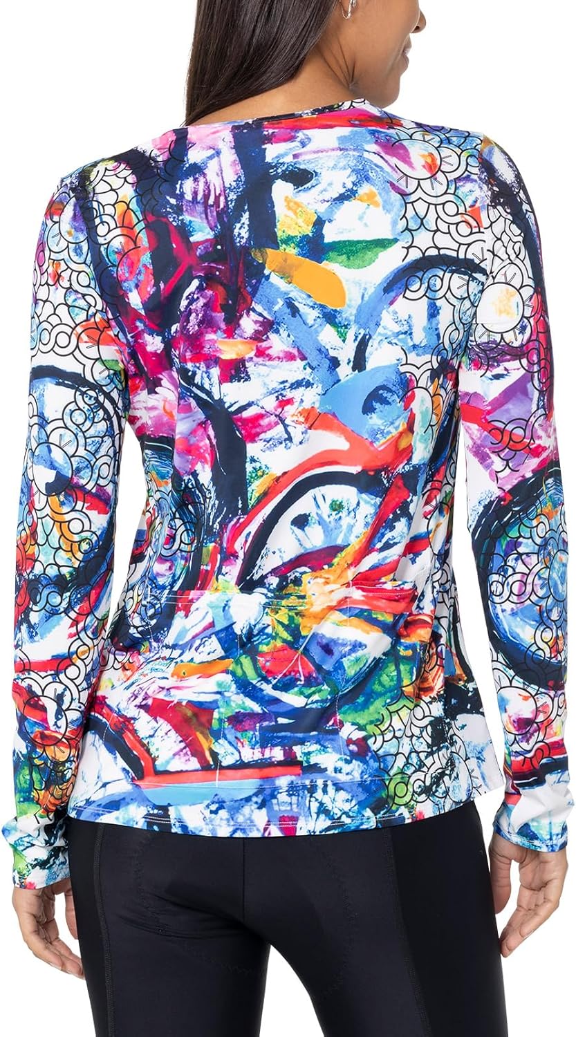 Terry Cycling Jersey Womens Soleil Long Sleeve Flow Relaxed Fit UPF 50+ Bike Tops for Women, Reg. & Plus Sizes