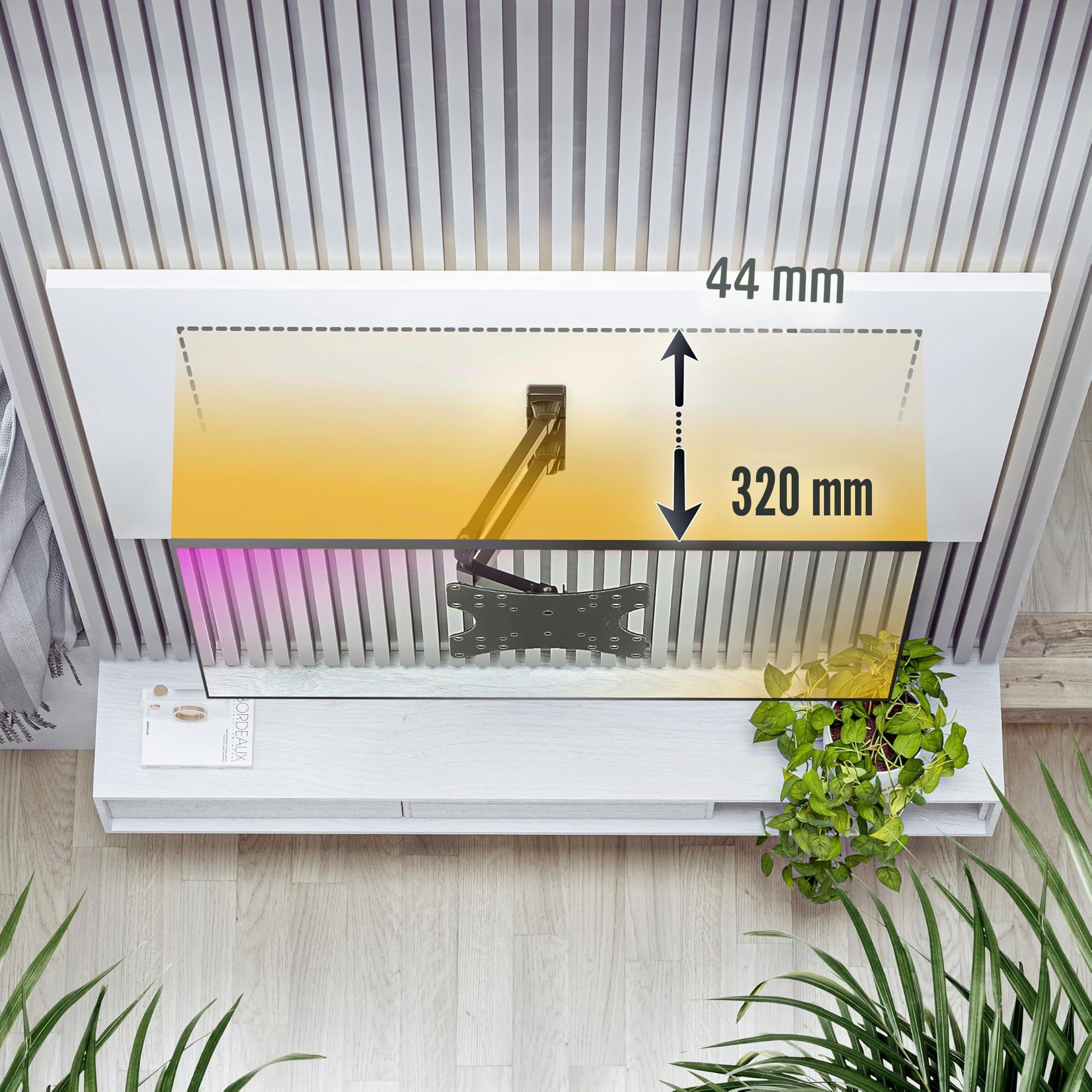 RICOO S7722 Supporto TV da parete Staffa TV 32-55 pollici per 32 43 50 55 pollici girevole inclinabile fino a 60 kg max VESA 200x200