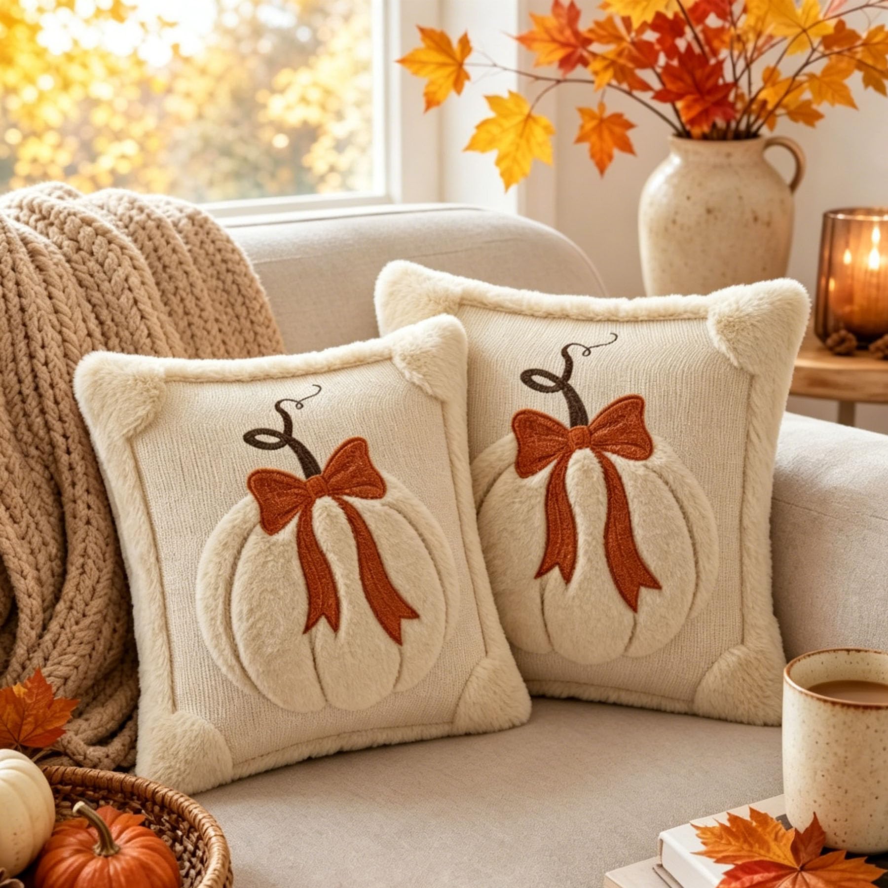 JASCLS Fall Pumpkins Decorative Pillow