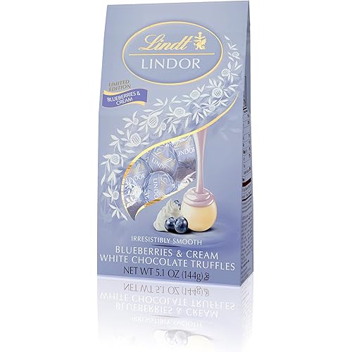Lindt LINDOR Blueberries & Crème White Chocolate Truffle Bag, 8.5 Ounce, 6 Count