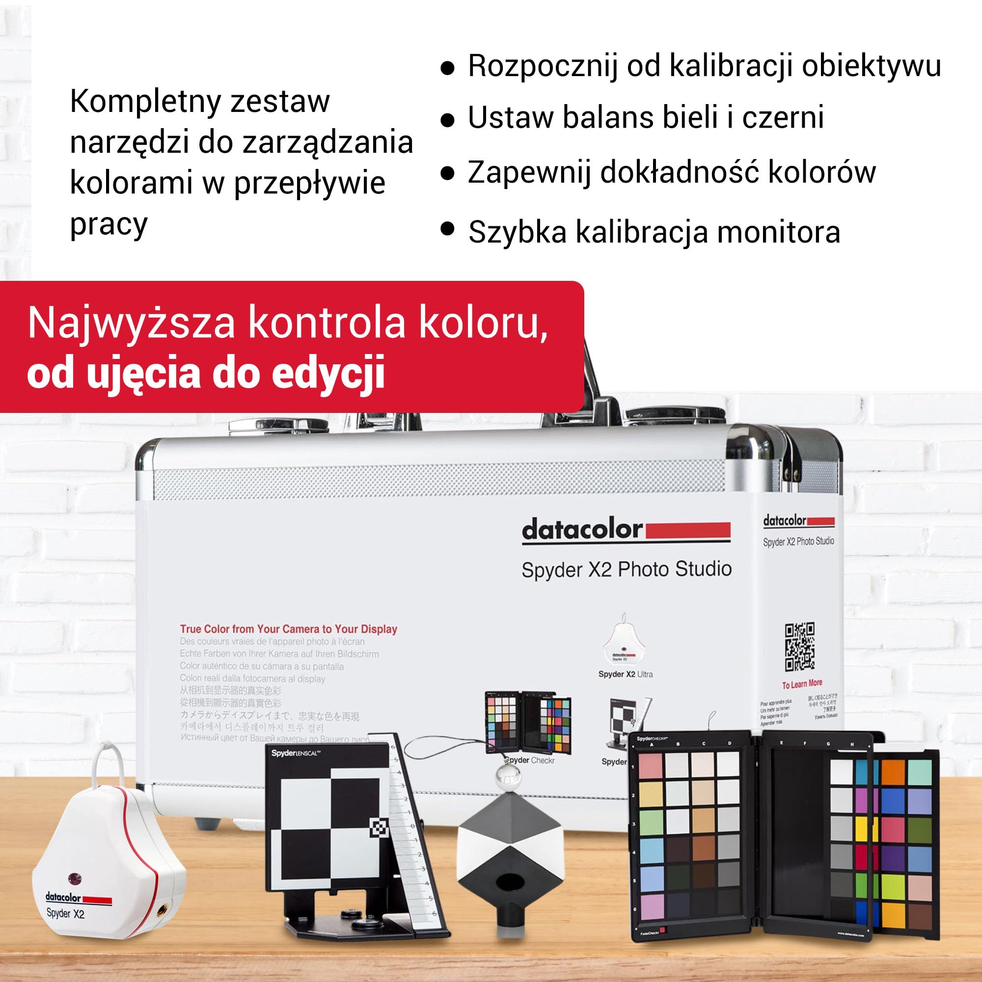 Spyder X2 Photo Studio Kit: Najlepszy zestaw narzędzi do kolorów w fotografii. Zarządzaj kolorami w całym procesie fotograficznym, od wykonania zdjęcia po edycję, w każdym oświetleniu.