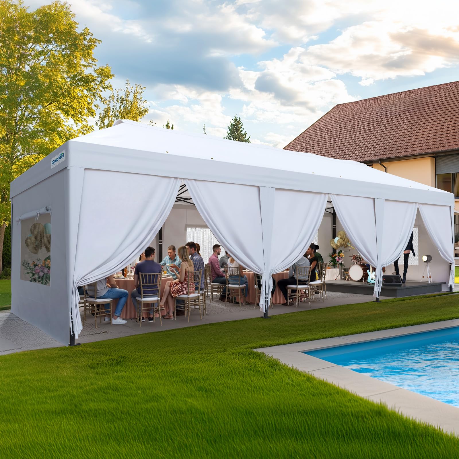 Quictent 10x30FT Pop up Canopy with Sidewalls