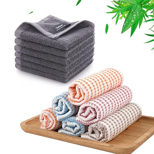 JEFFSUN Paquete de 6 paños de bambú 6 paños de maquillaje