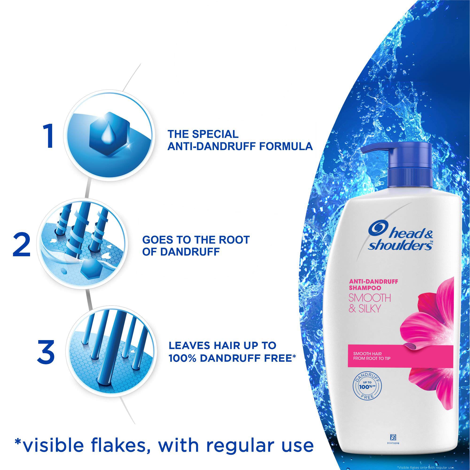 Head & Shoulders Smooth and Silky Anti Dandruff Shampoo, 1L & Head & Shoulders, Anti Dandruff Shampoo + Conditioner, Smooth & Silky, 1 L 2