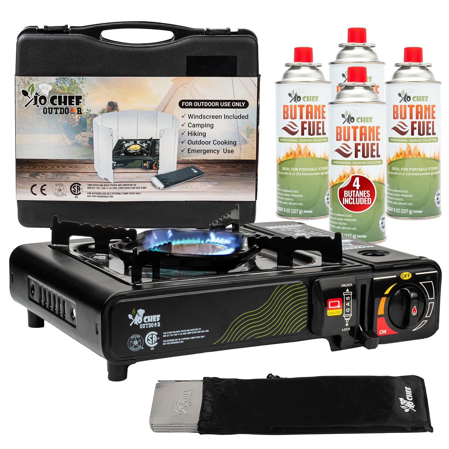 Buy JoChef Butane Camping Stove with 4 Butane included Portable Stove