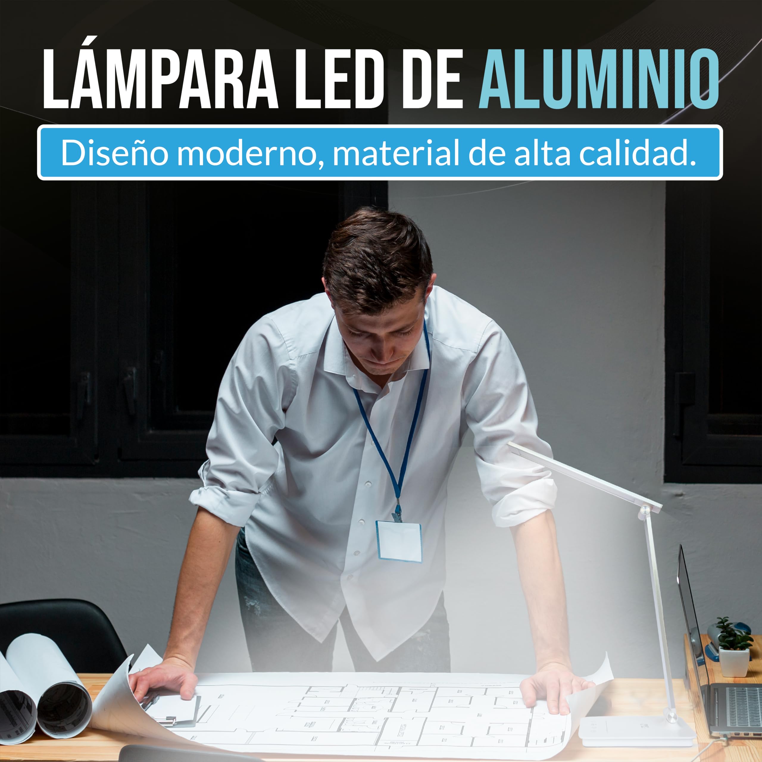 Lámpara LED Escritorio 5 Funciones en 1 | Flexo de Escritorio con Luz Nocturna I Lámpara de escritorio táctil I 5 Modos de Luz I 10 Niveles de Brillo I Puerto USB I Color Plata.