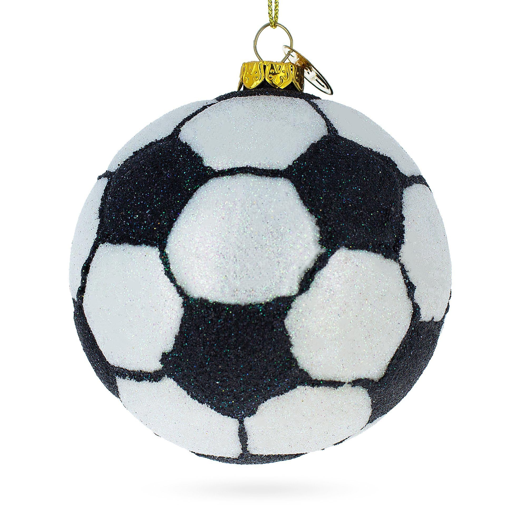 Boule de Noël foot en verre soufflé BestPysanky pour sapin festif