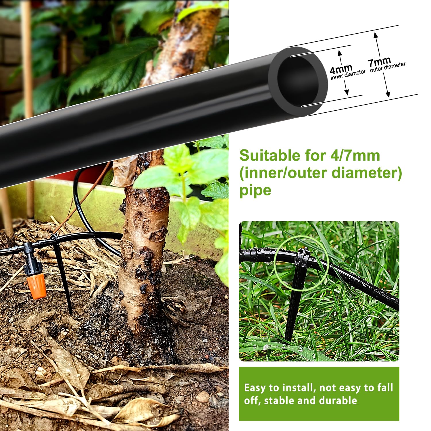 VooGenzek 100 Piezas Estacas de Apoyo para Riego por Goteo, Soporte Tubo Riego Piquetas, Estacas para Manguera de Riego, para Manguera de 4/7mm, para Huertos, Plantas o Macizos de Flores