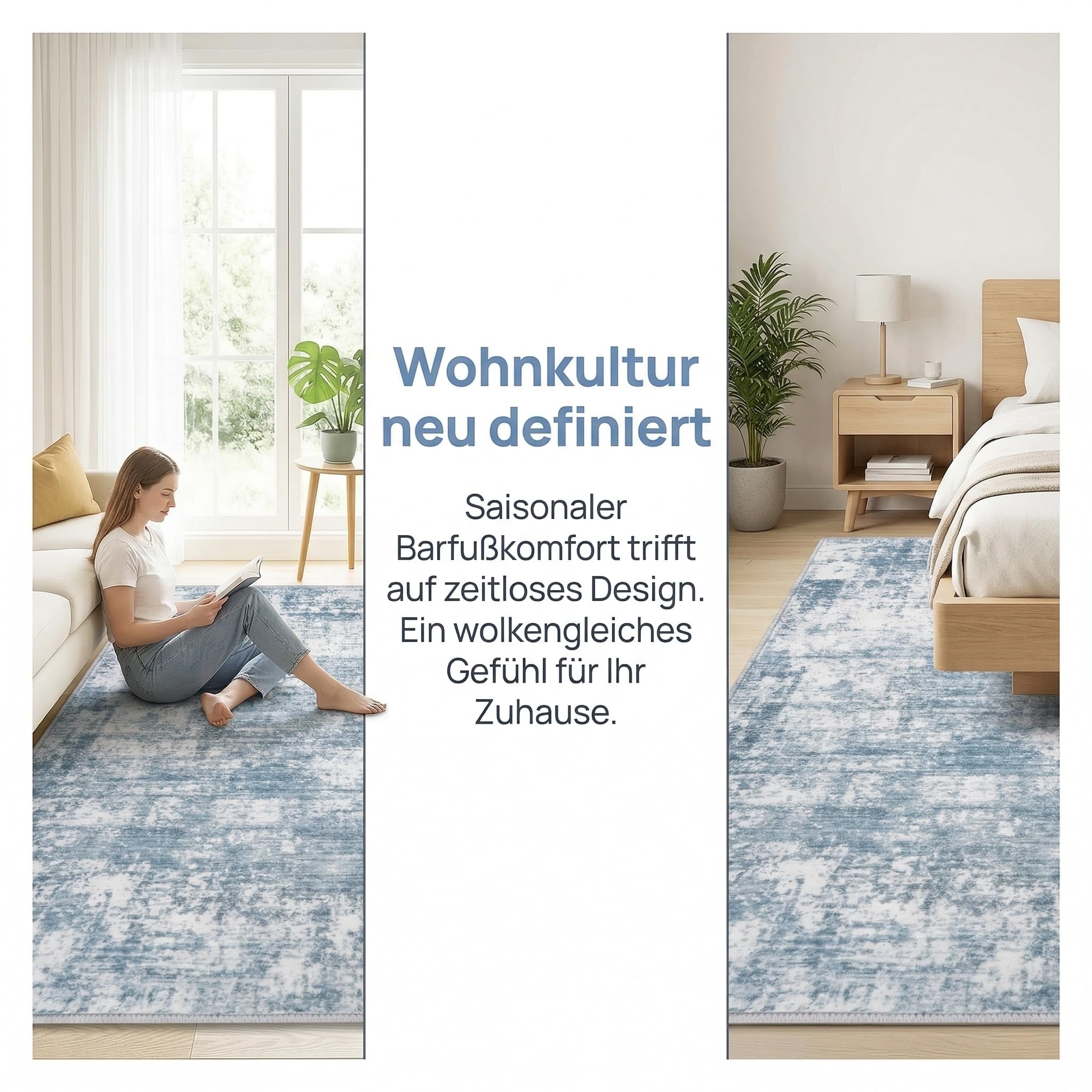 Tappeto Salotto Moderno Astratto Pelo Corto, Grigio blu, 120x160cm | Tappeti in Lana Sintetica Grandi Antiscivolo Lavabile in Lavatrice per Camera da Letto, Soggiorno