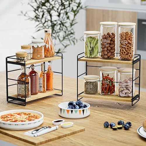 Miniatura 2 de SRIWATANA Juego de 2 organizadores de encimera de baño, estante de encimera de cocina, estante de especias, fregadero, encimera, almacenamiento de