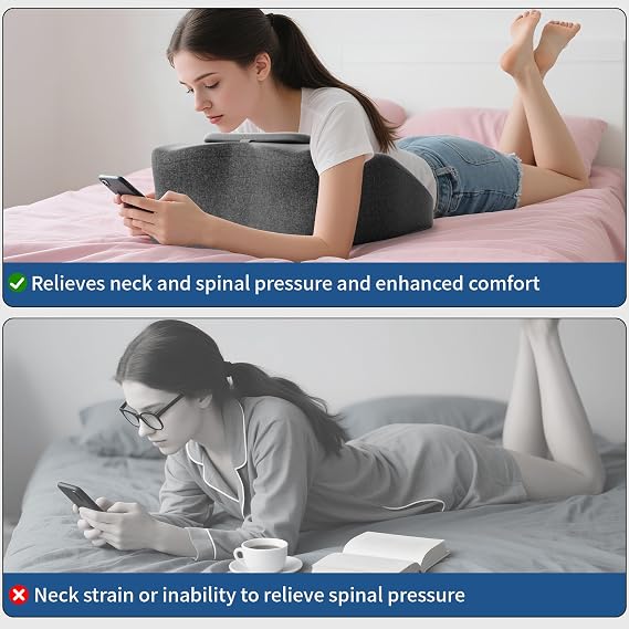 Wedge Pillow for Bed Adult, Ergonomic Reading Pillow with Adjustable Headrest, Memory Foam Back Support Pillows for Sitting Up in Bed, Sleeping, Reading, Leg Elevation, Back Pain Relief