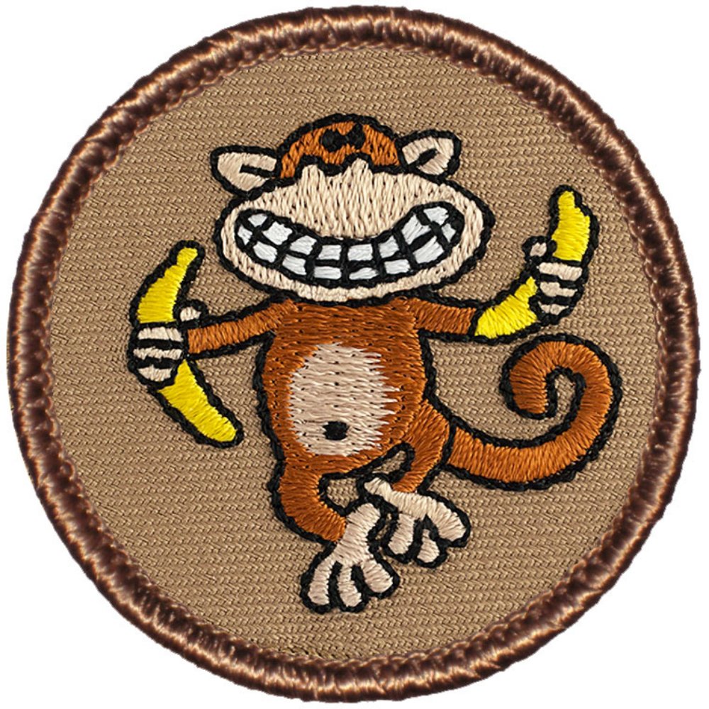 Silly Monkey Patrol Patch - 2" Diameter Round Embroidered Patch (Hook-Fastener)