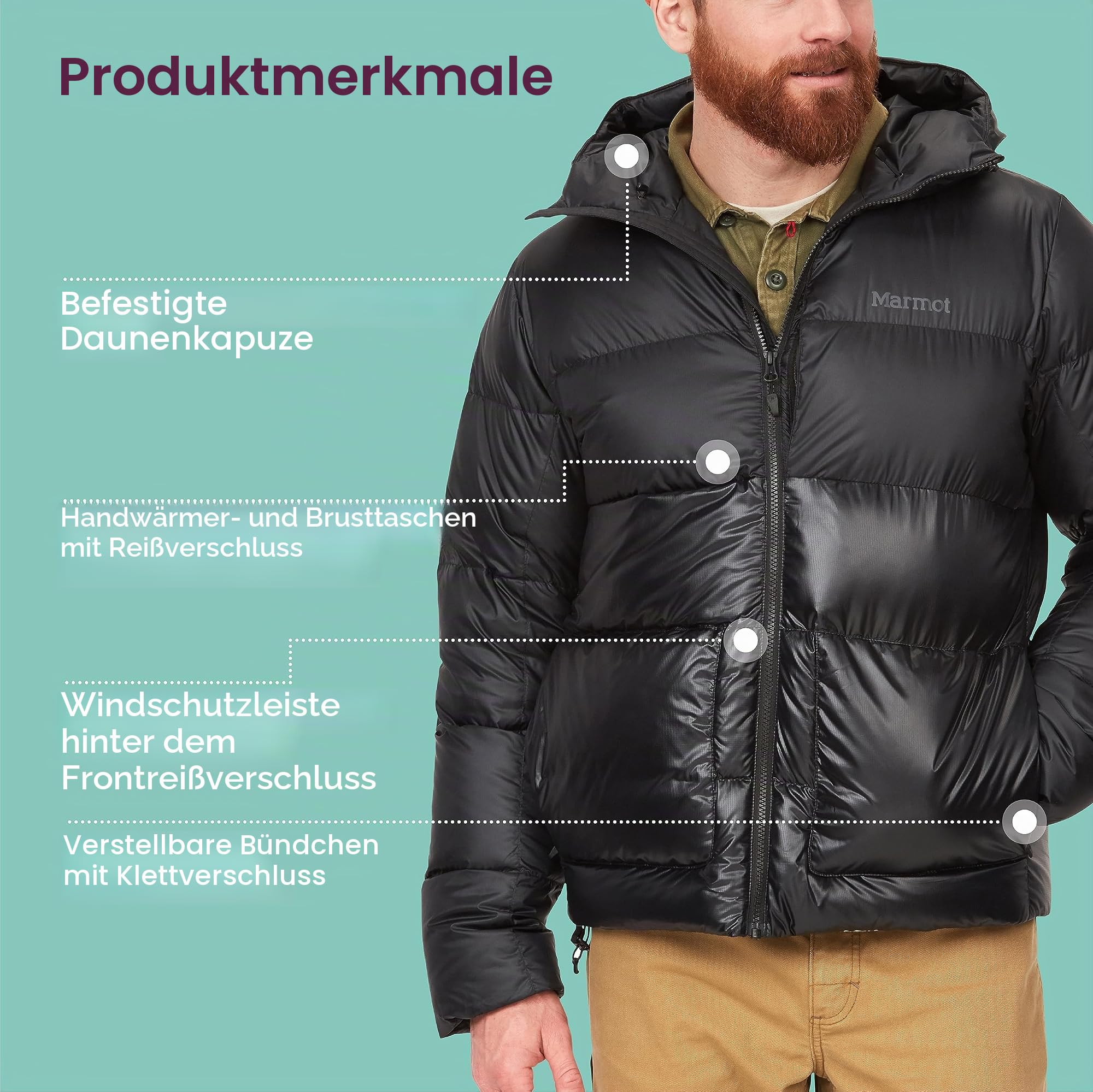 Marmot Herren Guides Down Hoodie Jacke Isolationsjacke