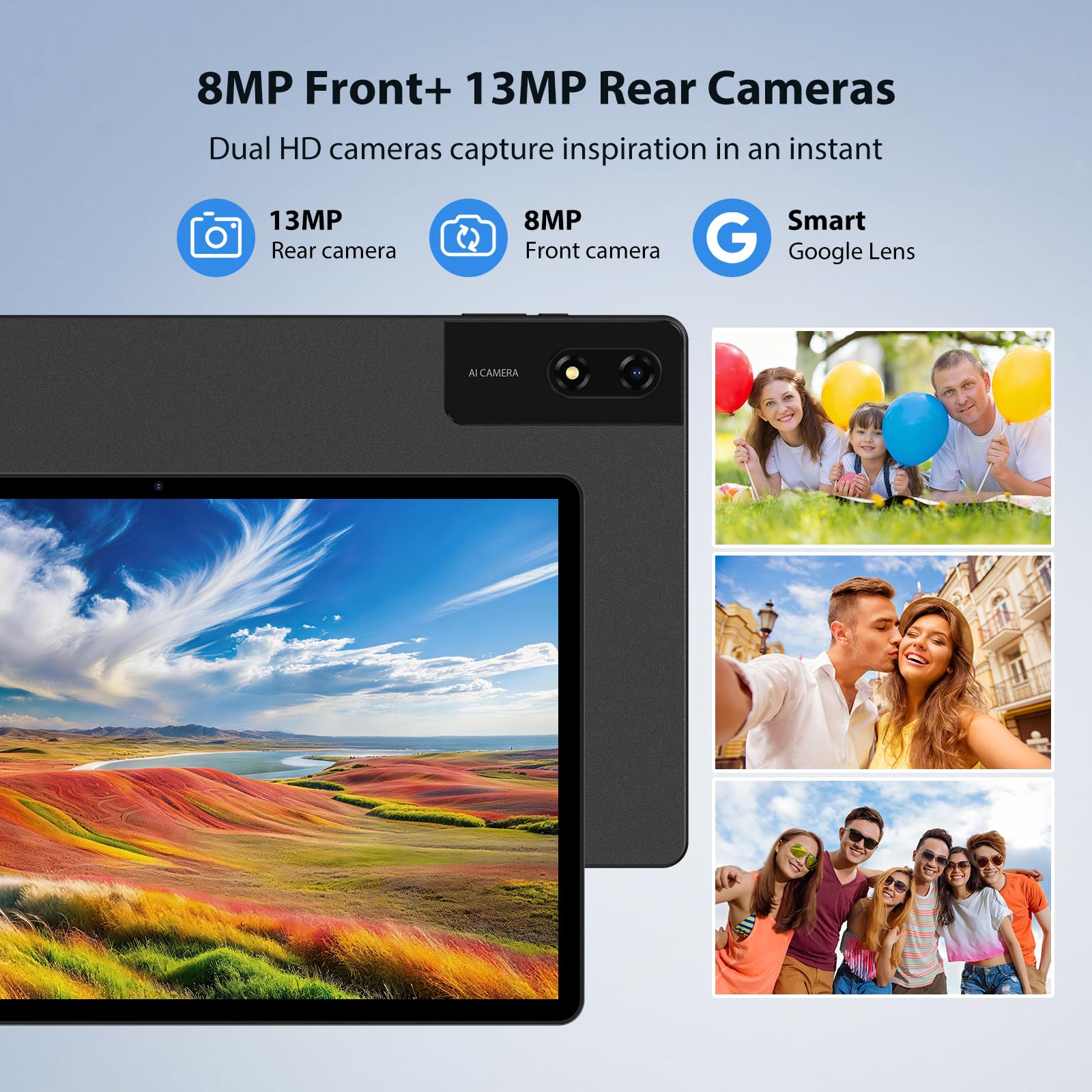 FLYCOAY Android 16 Tablet 13 Pulgadas Gemini AI Octa-Core 2.2GHz/36GB RAM+512GB ROM(TF 2TB) FHD 2944 * 1840, 11580mAh/4G LTE+5G WiFi/Widevine L1/BT5.0/GPS/Tablets con Teclado y Lápiz, Negro