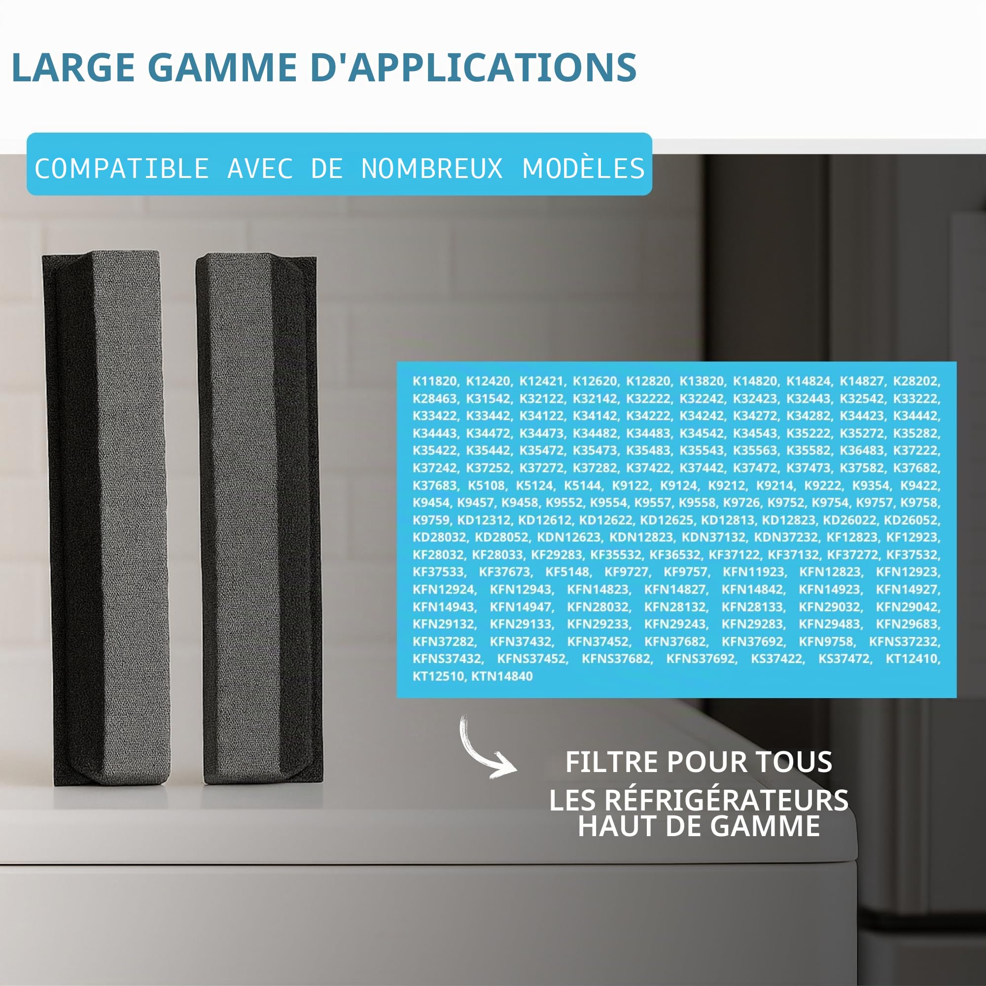Lot de filtres compatibles avec les filtres Miele Active AirClean 7236280 / KKF-RF | Filtre à air pour réfrigérateur – Filtre à charbon actif Filtre anti-odeurs Air Clean