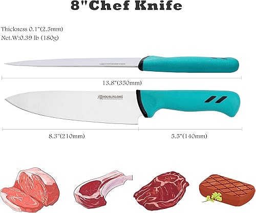 Miniatura 2 de YOUSUNLONG Cuchillo de chef de 8 pulgadas - Hoja de acero de molibdeno de alto carbono - Cuchillo de procesamiento de carne de carnicería - Mango