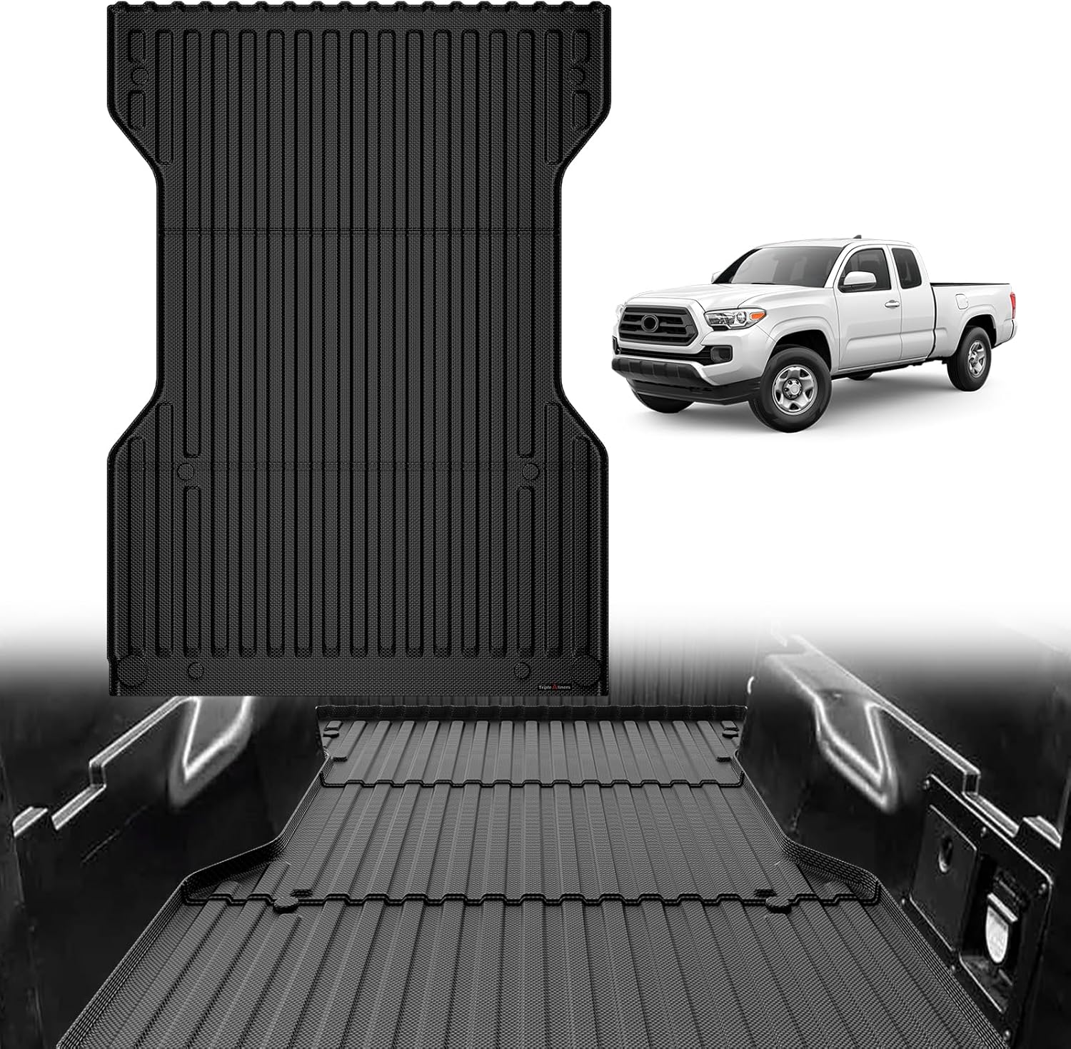 TripleAliners Truck Bed Mat Compatible with 2005-2023 Toyota Tacoma Accessories 6FT Vehicle Perfectly Flush All Weather Protection TPE Heavy Duty Pickup Car Bed Cargo Mat 4) Tacoma | 05-23 | 6FT