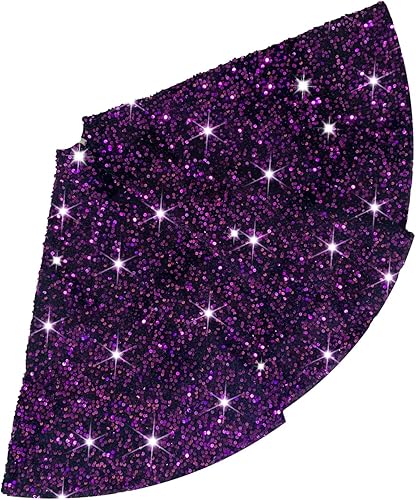 Miniatura 50 de Falda de árbol de Navidad, falda de árbol de lentejuelas rosadas, falda de árbol de terciopelo de 36 pulgadas de diámetro, faldas redondas de árbol