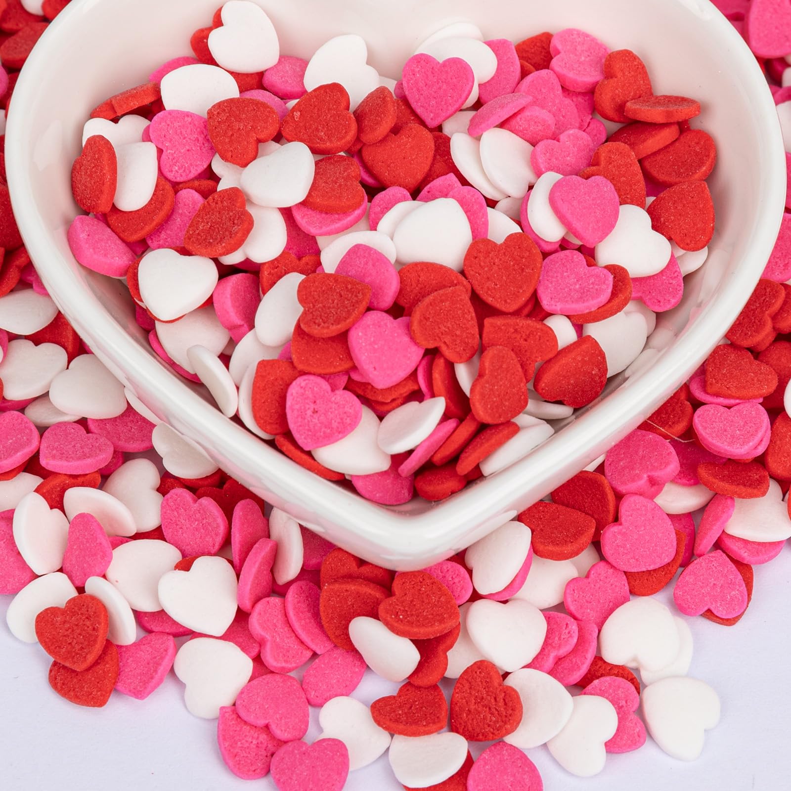 Twisweet Heart Sprinkles for Cake Decorating, Edible Red Pink White Sugar Sprinkles, Mix Baking Candy, Cupcake Topper Cookie Ice Cream Cake