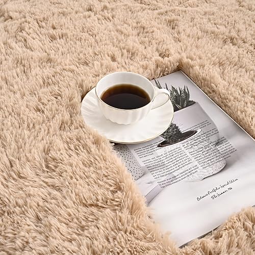 Miniatura 9 de Alfombras de pasillo beige para dormitorio, sala de estar, alfombras de noche esponjosas de 2 x 6 pies, alfombra suave y lanuda para habitación de