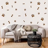 Vista 1 de 76 calcomanías de pared de pata de perro con hueso, decoración de habitación de perro, cachorro, calcomanías de pared de vinilo extraíbles, huellas