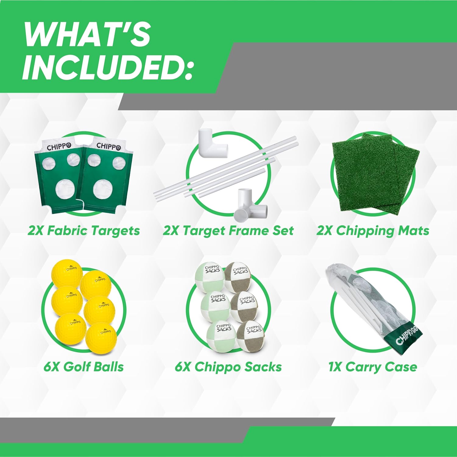 Chippo GO Portable Backyard Golf Chipping Game Set – Lawn, Beach & Tailgate Chip & Toss 2-in-1 Golf Game (2 Targets, Mats, Foam Balls, Chippo Sacks, Carry Bag) – Fun Outdoor Game for Families