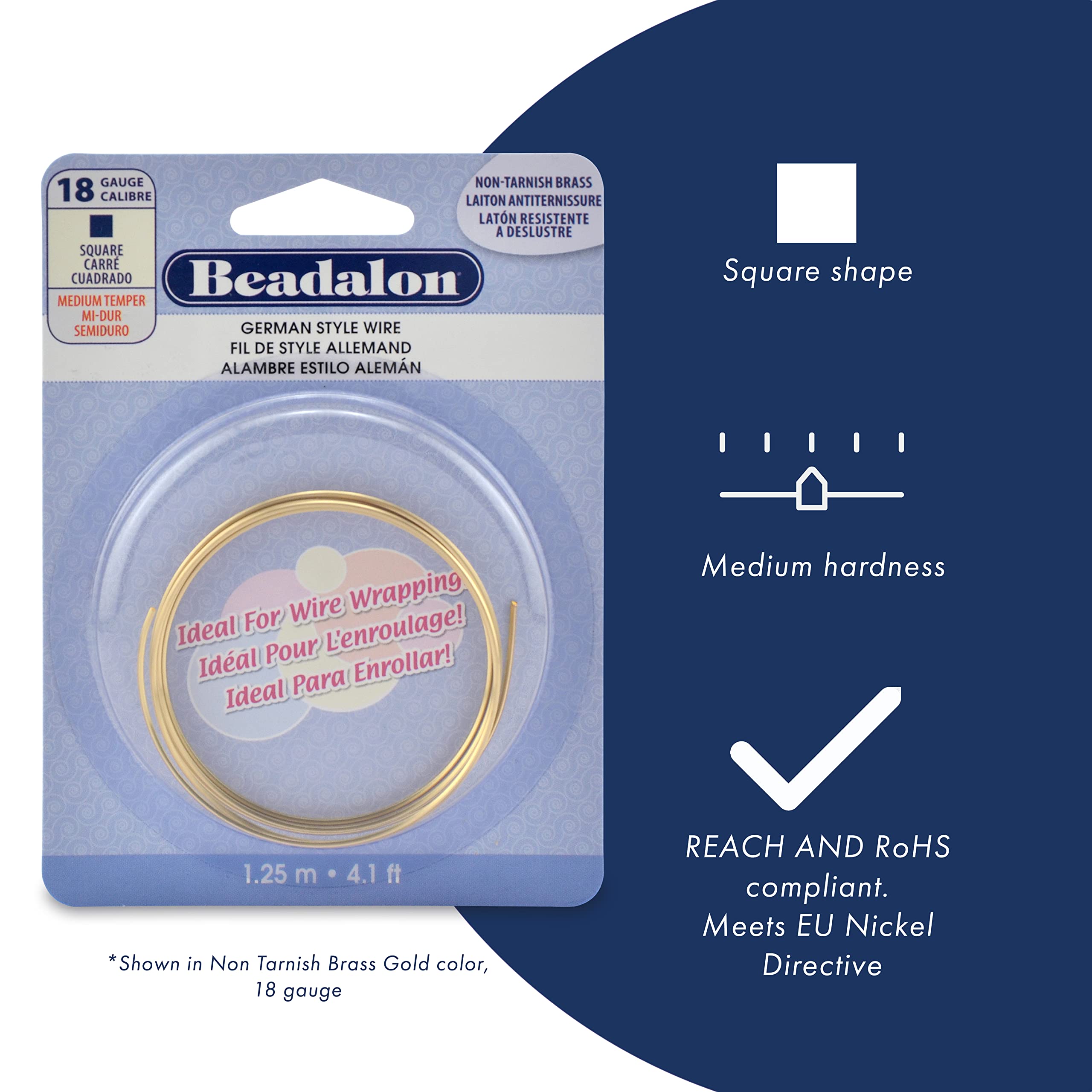 Beadalon 22-Gauge odporny na matowienie srebrny kwadratowy drut, 0,5 kg