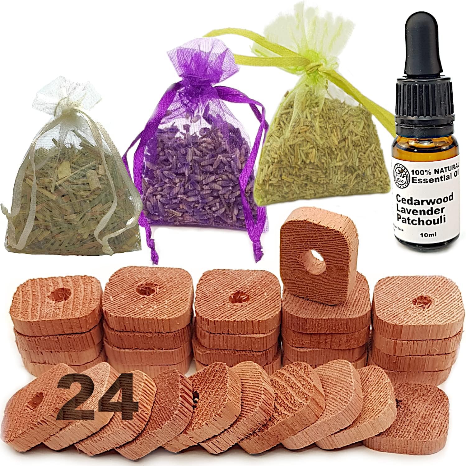 Moth Repellent for Wardrobes Drawers and other storage Freshener Cedarwood Lavender (Medium V)