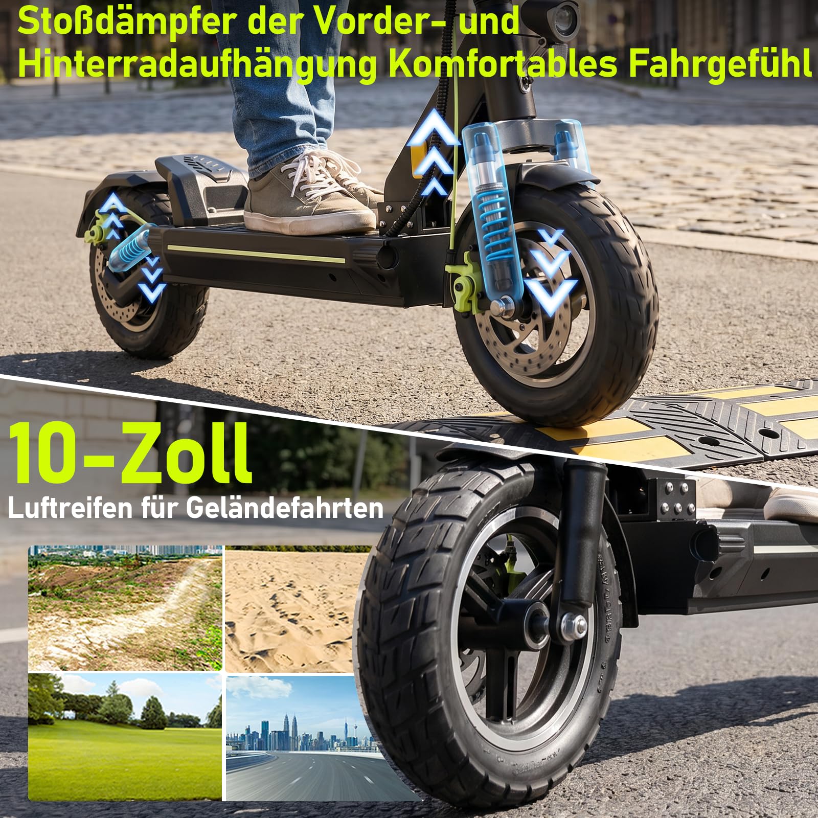 E Scooter mit Straßenzulassung D-Serie, 55-100 km Reichweite, 500W Motor