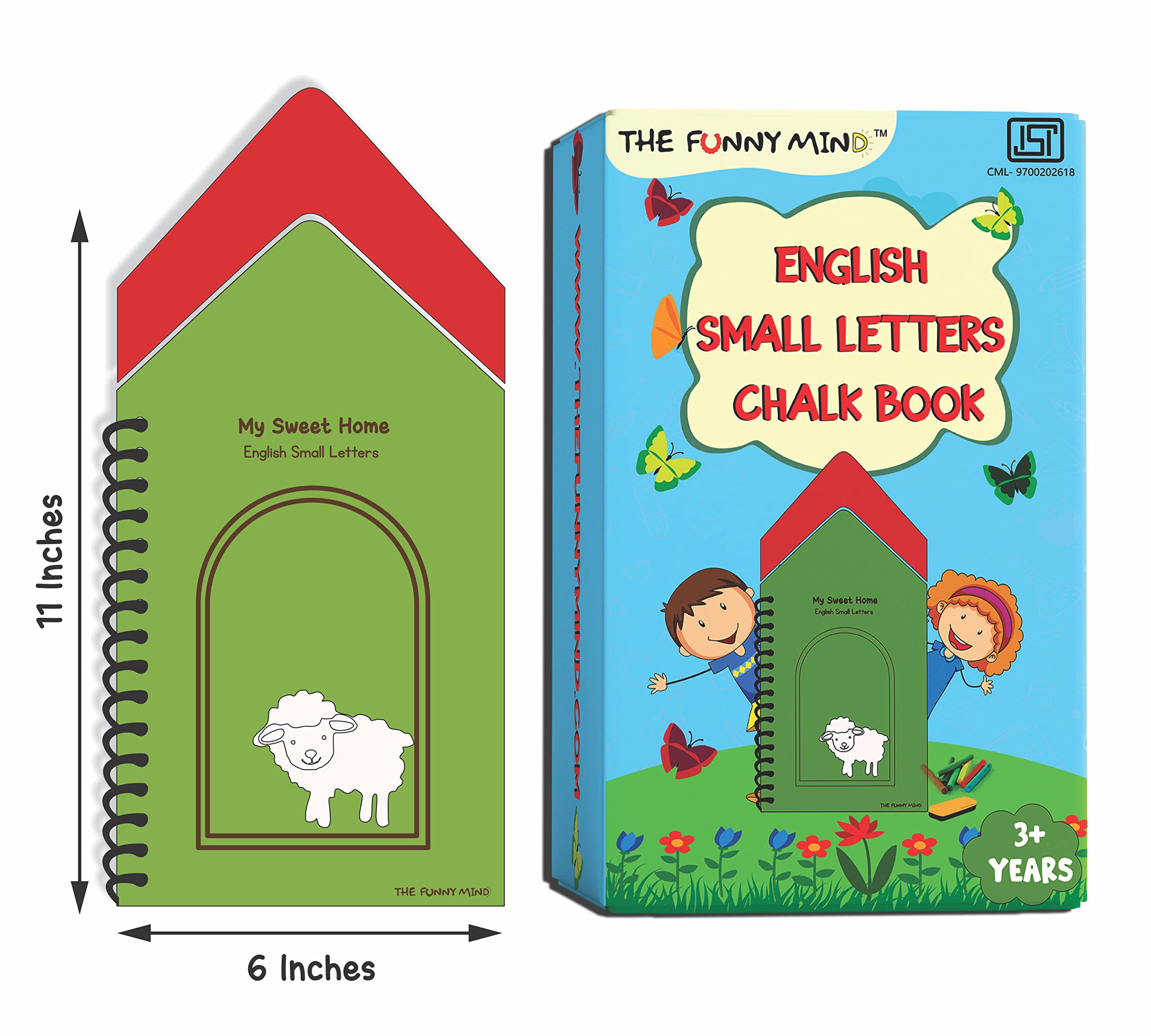THE FUNNY MIND Hut Shape Wooden A to Z English Small Alphabets Reusable Chalk Book for Preschool, Early Learners, and Montessori Kids, Tracing Slate, Writing Practice Book for Beginners 2