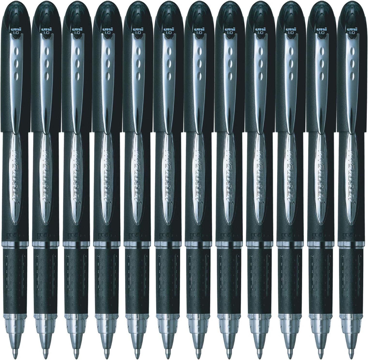 Uni-ball SX210 Jetstream Rollerball Pen Rubber Grip 1.0mm Tip 0.7mm Line Black Ref 9008000 [Pack of 12]