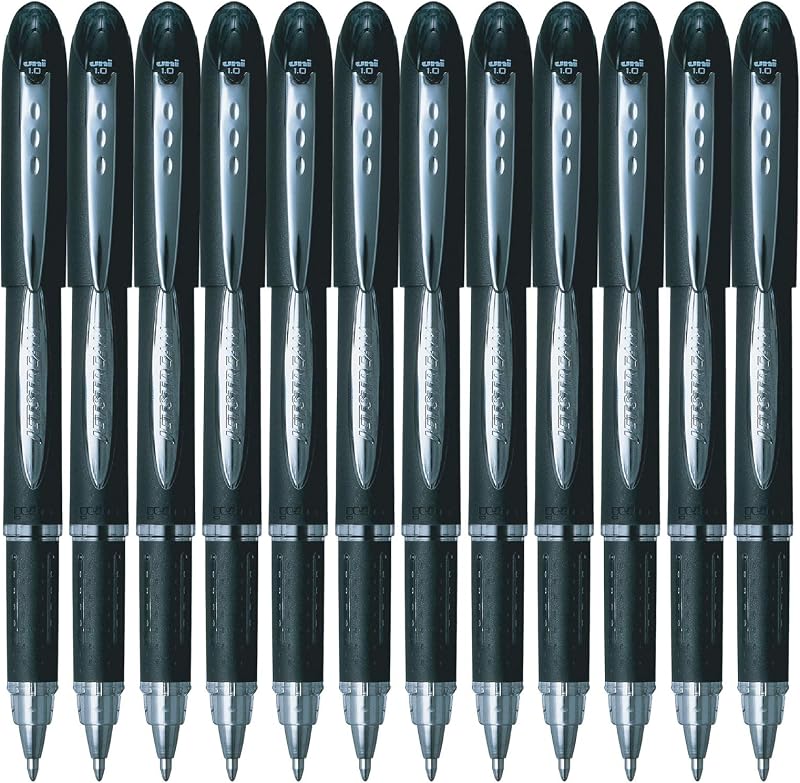 Uni-ball SX210 Jetstream Rollerball Pen Rubber Grip 1.0mm Tip 0.7mm Line Black Ref 9008000 [Pack of 12]