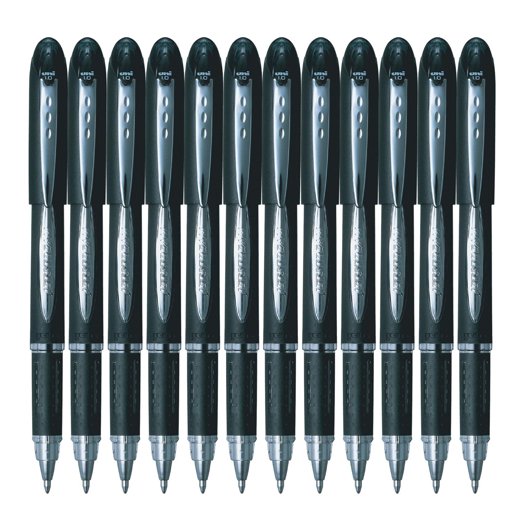 Uni-ball SX210 Jetstream Rollerball Pen Rubber Grip 1.0mm Tip 0.7mm Line Black Ref 9008000 [Pack of 12]