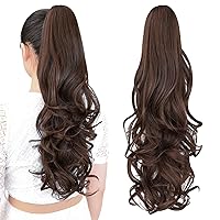 Vista 19 de Extensión de cola de caballo negra, extensiones de cabello con clip de cola de caballo de 20 pulgadas, extensiones de cabello largo y rizado