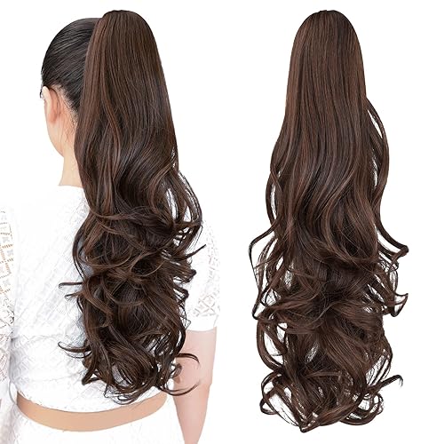 Miniatura 302 de Brown ponytail extension,16" claw clip hair extensions ponytail short curly hair ponytail Extension Natural Looking Synthetic Hairpiece for Women