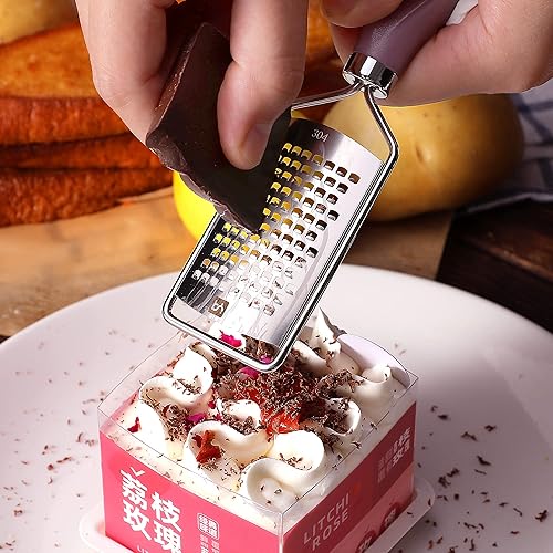Miniatura 3 de yq Rallador de queso plano de mano, mini rallador de queso de acero inoxidable, herramientas de cocina para queso, chocolate, especias, jengibre,