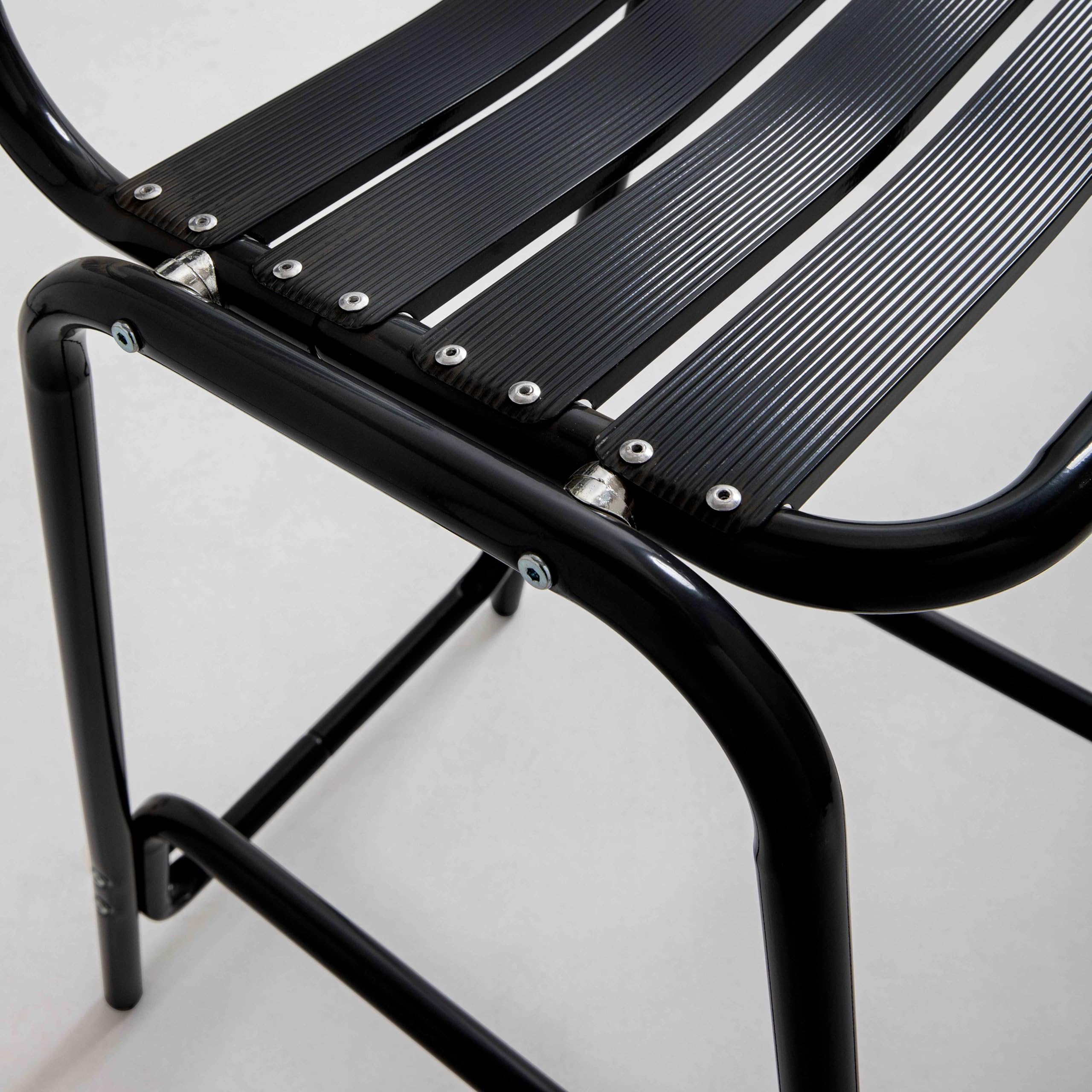 Oviala Tabouret Haut en Aluminium anodisé Noir