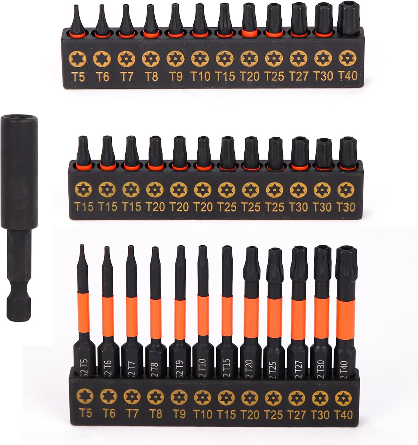 Bates- Impact Torx Bit Set, 37 Pack, T5-T40, Security Torx Bit Set, Tamper Proof, Magnetic Holder and Storage Case