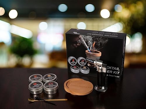 Miniatura 3 de Kit de ahumador de cóctel con antorcha, bourbonwhiskyinfusor de humo de bebida antigua con 4 sabores de chips de madera, regalo de cumpleaños
