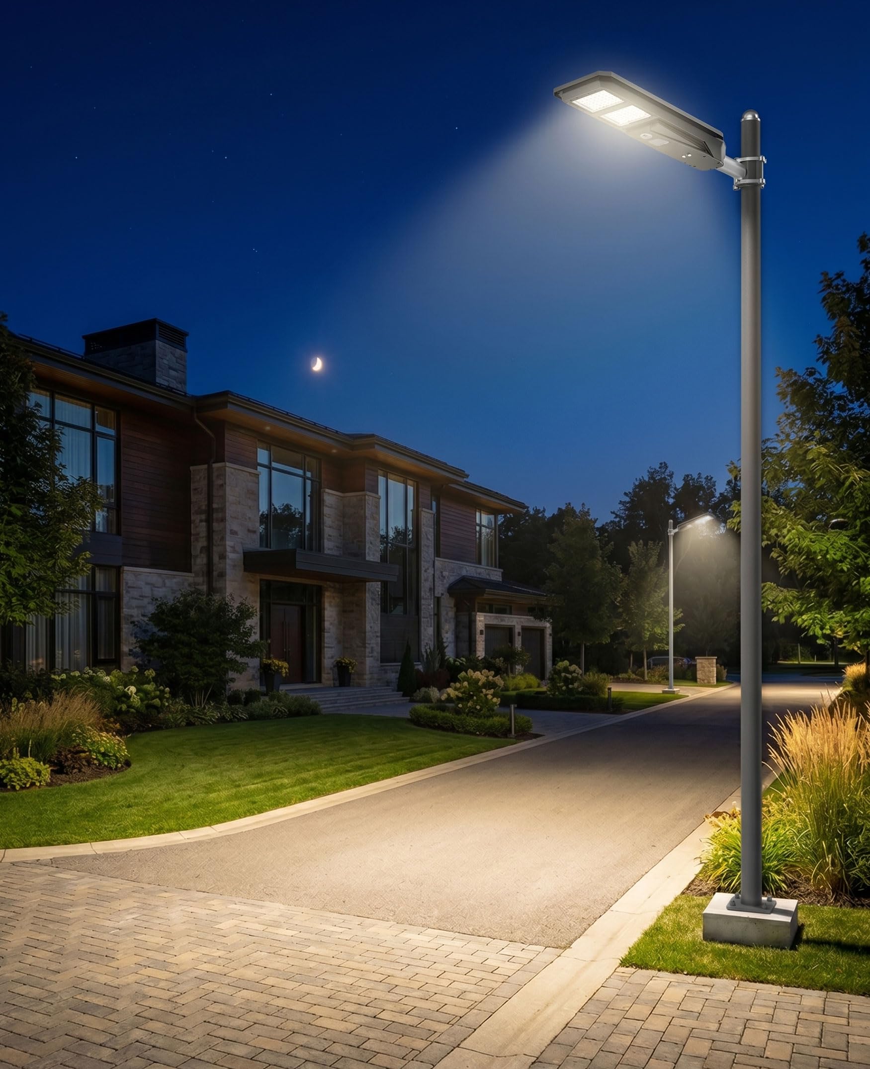 JAYNLT Lampione Solare LED Esterno, 3000K/4000K/6500K Faretto Led da Esterno con Sensore di Movimento, IP67 Impermeabile Faro Solare per Giardino Cortile Garage (2 Pezzi)