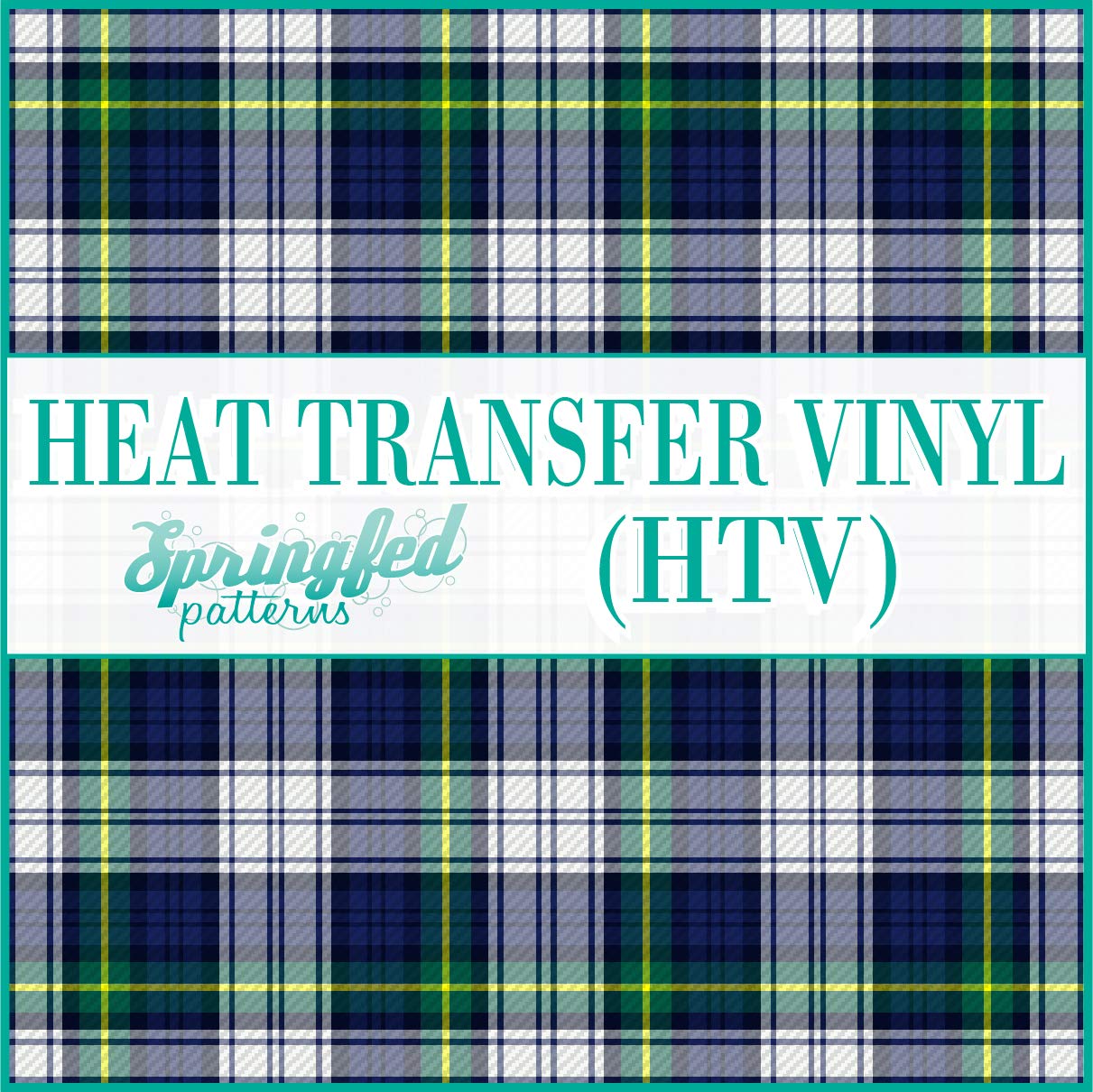TARTAN PLAID Pattern #2 Heat Transfer Vinyl 12"x36" Sheet of HTV for Shirts Blue & White Plaid